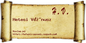Hetesi Vénusz névjegykártya
